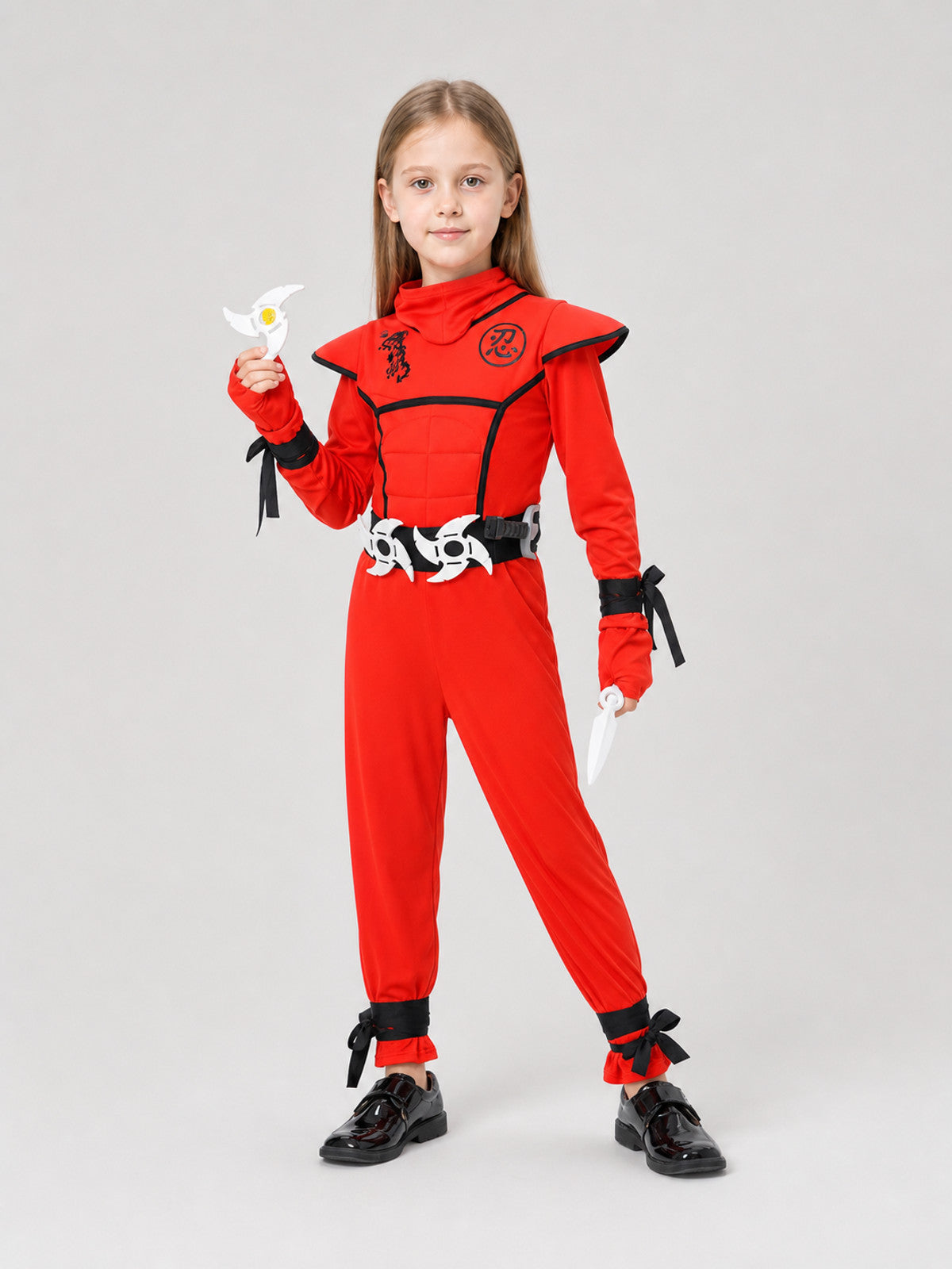 Red and Black Hooded Ninja Costume for Cosplay Costumes detail
