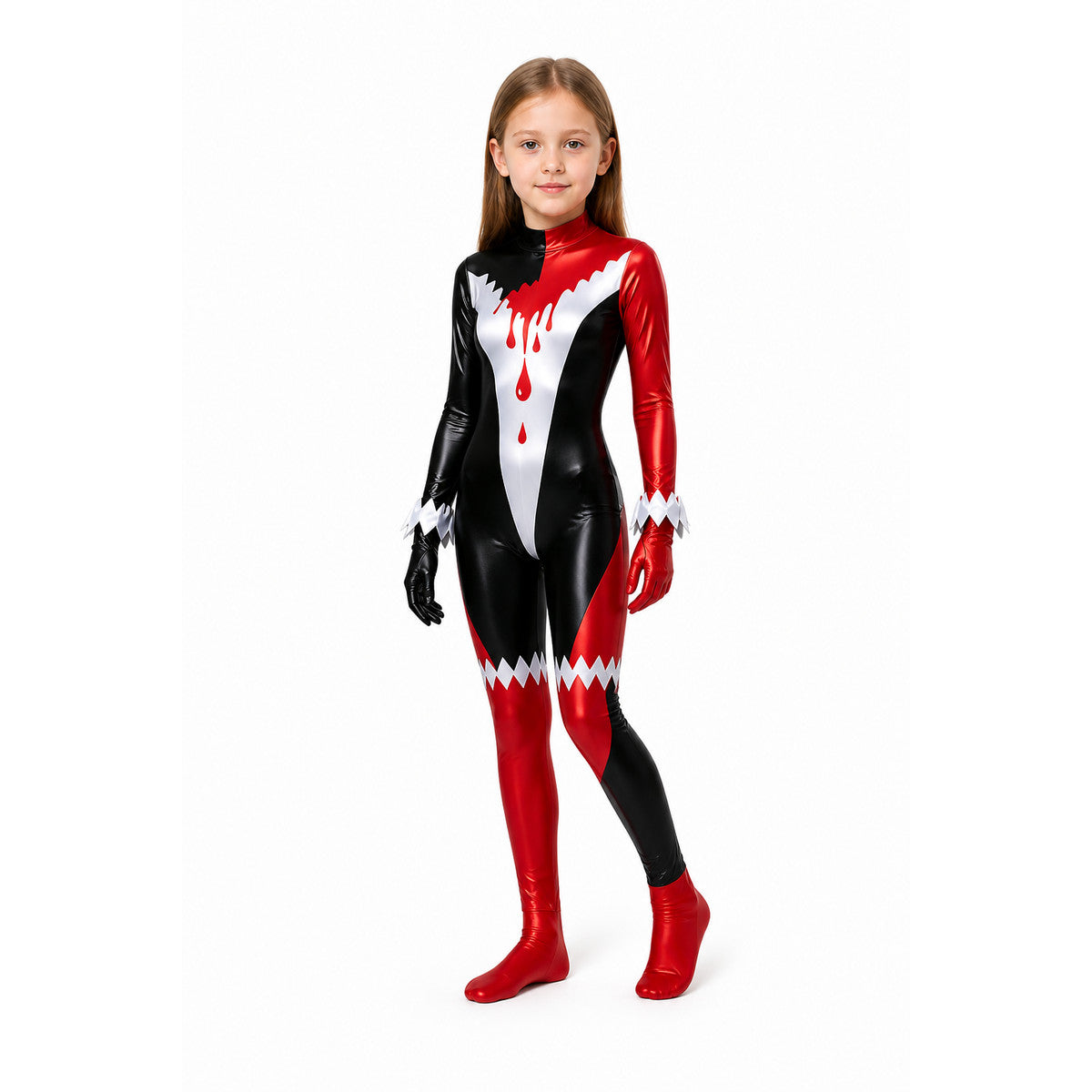 Black, Red, and White Clown Jumpsuit with Bloodstains product detail