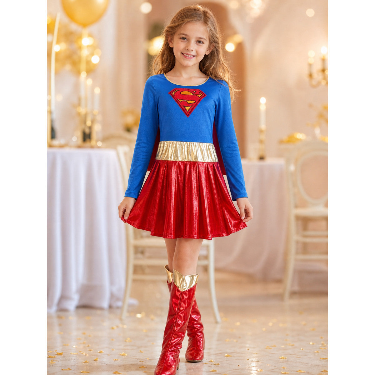 Superman Costume with Dress and Red Boots