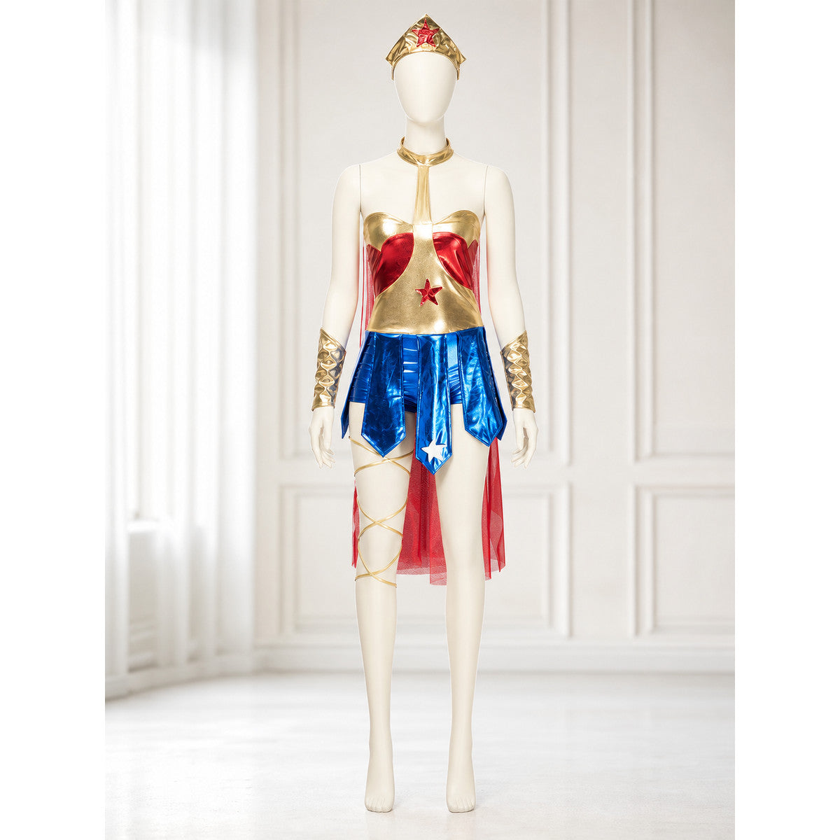 Cosplay Character Costume, Red, Blue, and Gold lifestyle view