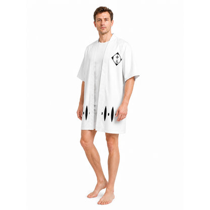 Bleach Cosplay Haori, White with Black Pattern Costumes detail