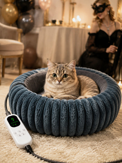 Round Heated Pet Bed lifestyle view