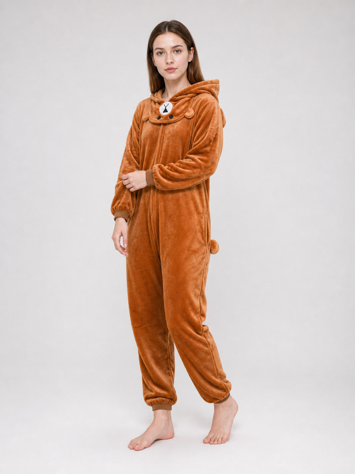 Plush Hooded Bear Kigurumi Jumpsuit