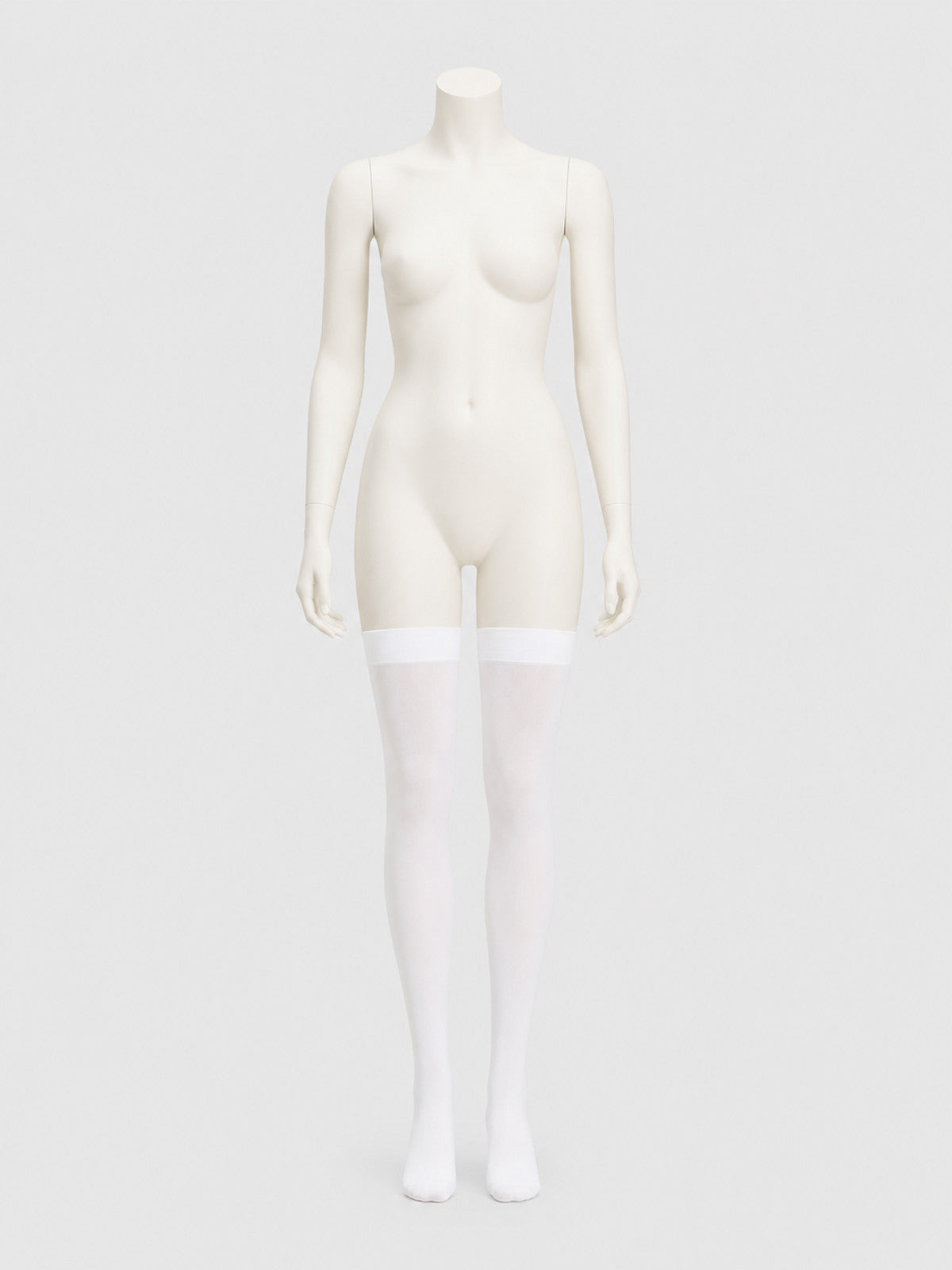 White Sheer Knee-High Socks with a Wide Textured Ribbed Band product detail