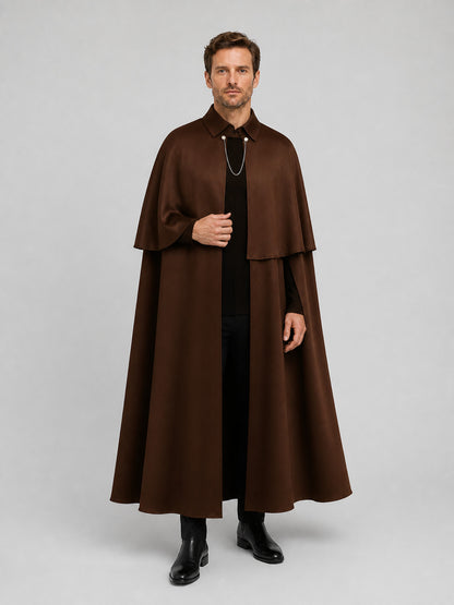 Brown Gothic Cloak with Chain for Cosplay and Halloween Costume Capes detail