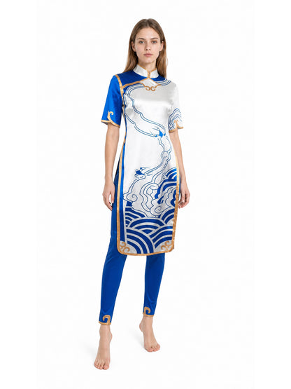 Chun-Li Cosplay Costume, Qipao with Pants Costumes detail