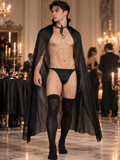 Vampire Carnival Costume: Black Cape, Chest Strap