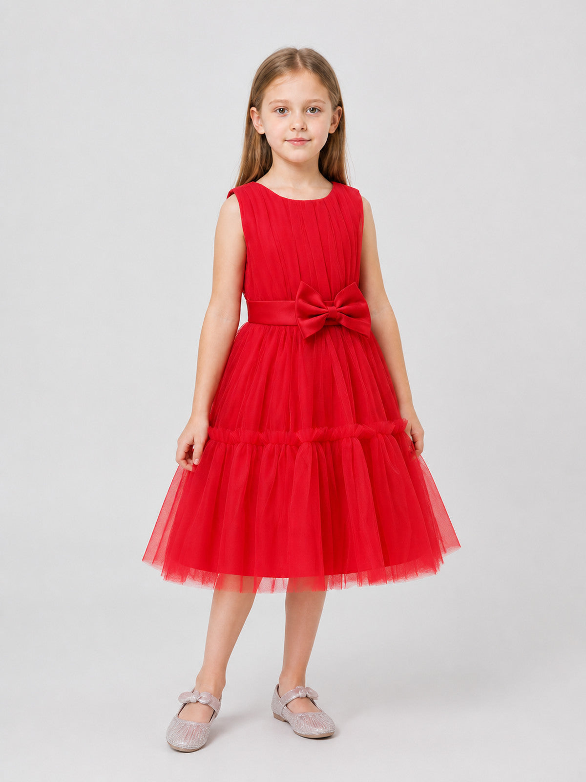 Red Girls' Dressy Tutu Dress with Bow Costume Dresses detail