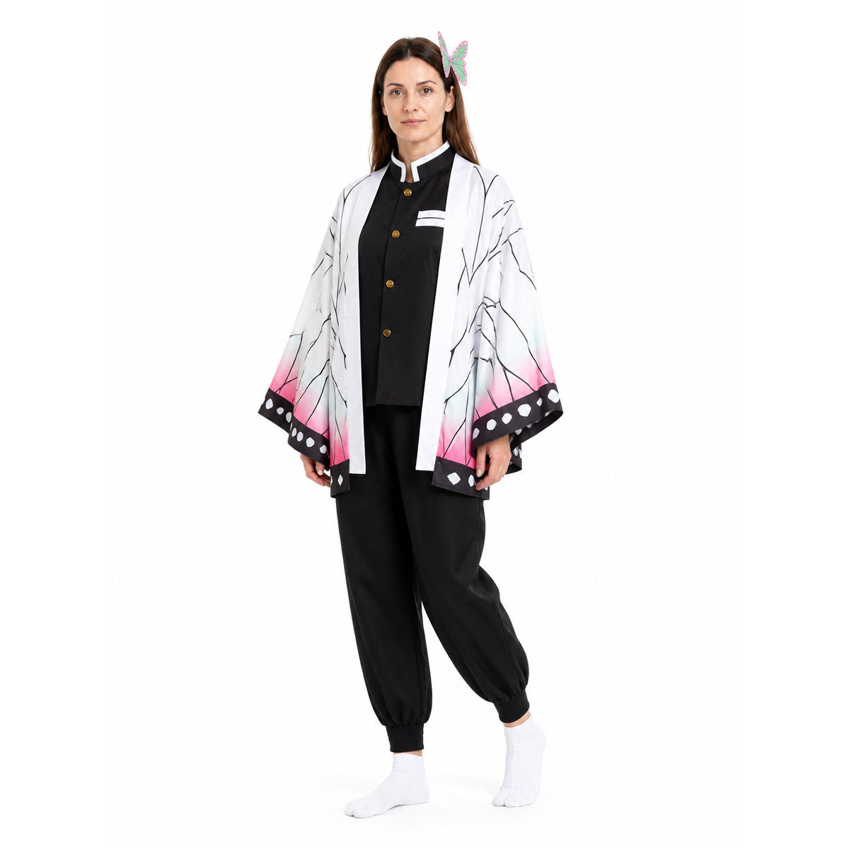 Shinobu Kocho Cosplay Costume with Cape and Hair Clips Costume Capes detail