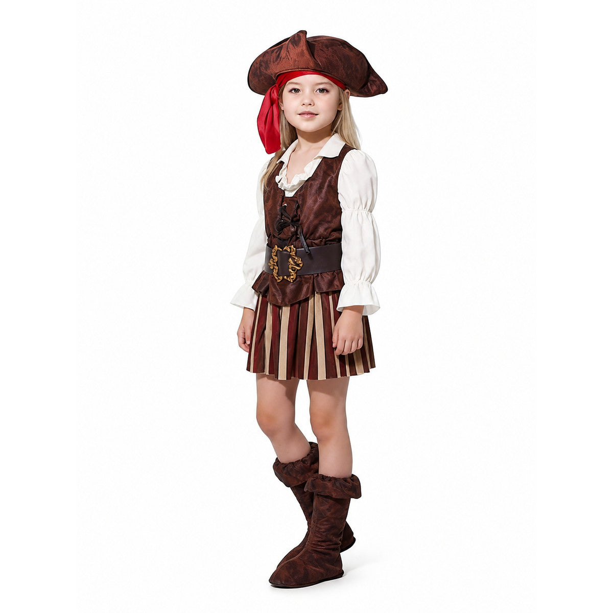 Children’s Pirate Costume with Striped Skirt and Hat product detail