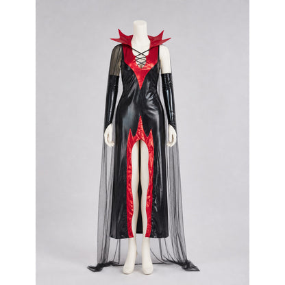Black and Red Gothic Vampire Costume with Cape Costume Capes detail