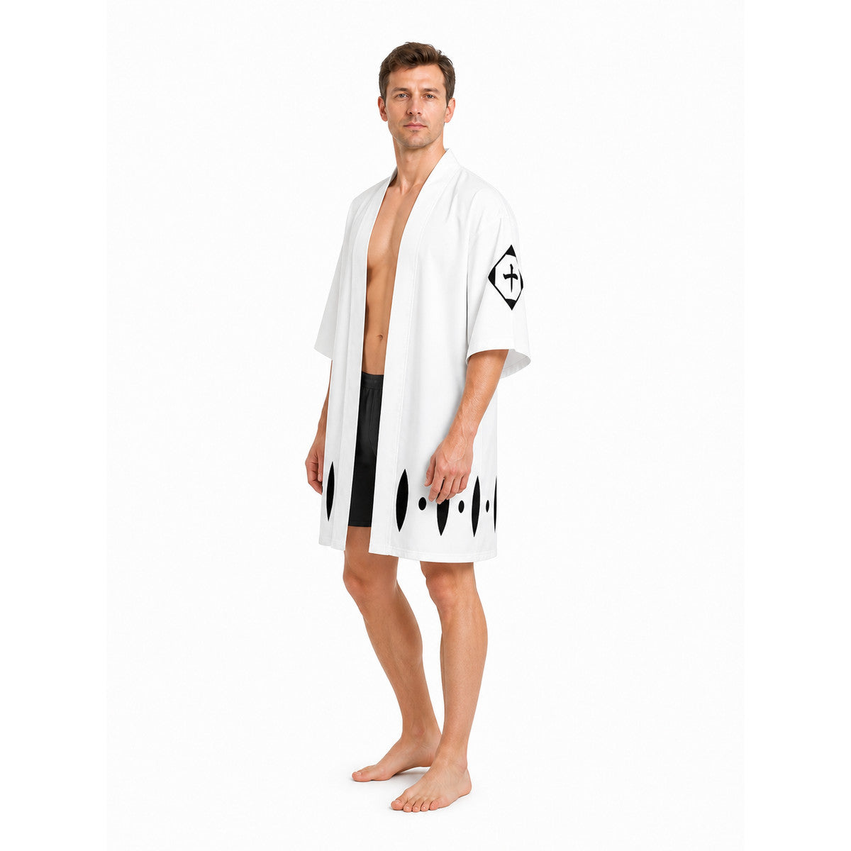 Bleach Anime Cosplay Cloak with Black Pattern Costume Capes detail