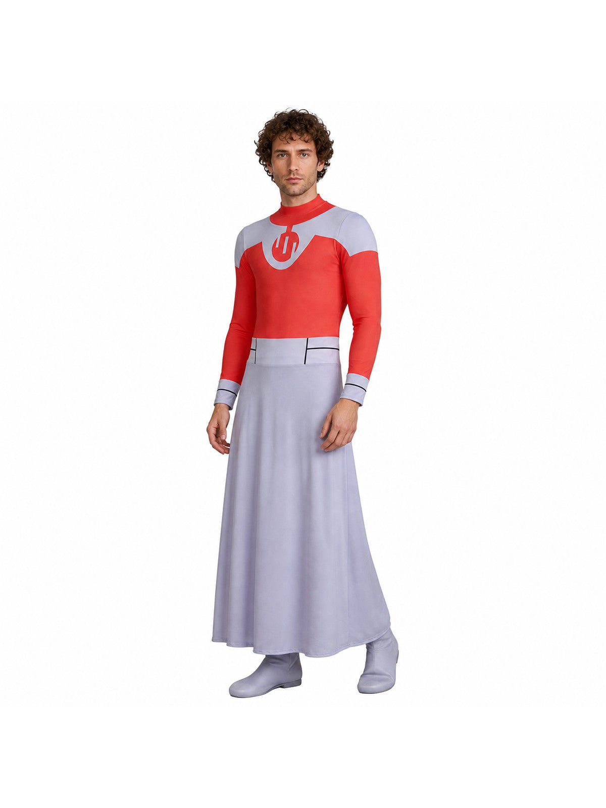 Thragg Cosplay Jumpsuit in Red and Gray with Emblem