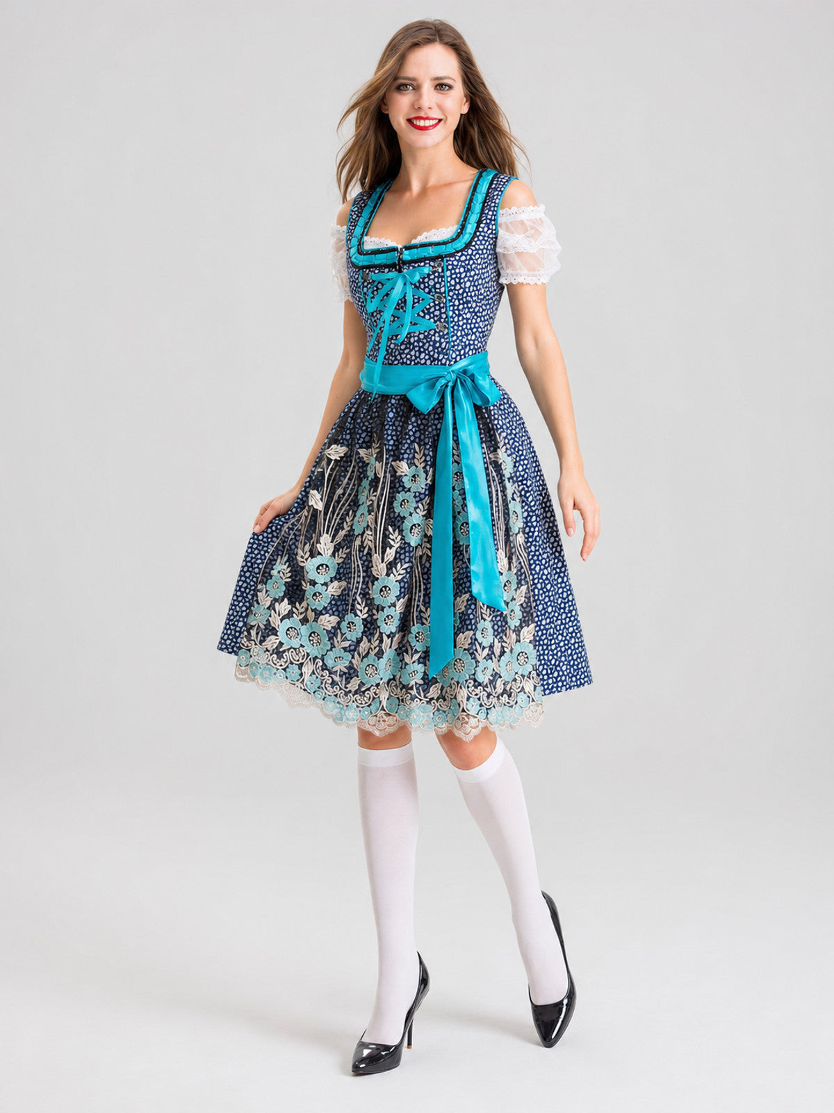 Embroidered Lace-Trimmed Ethnic-Style Dress Costume Dresses detail