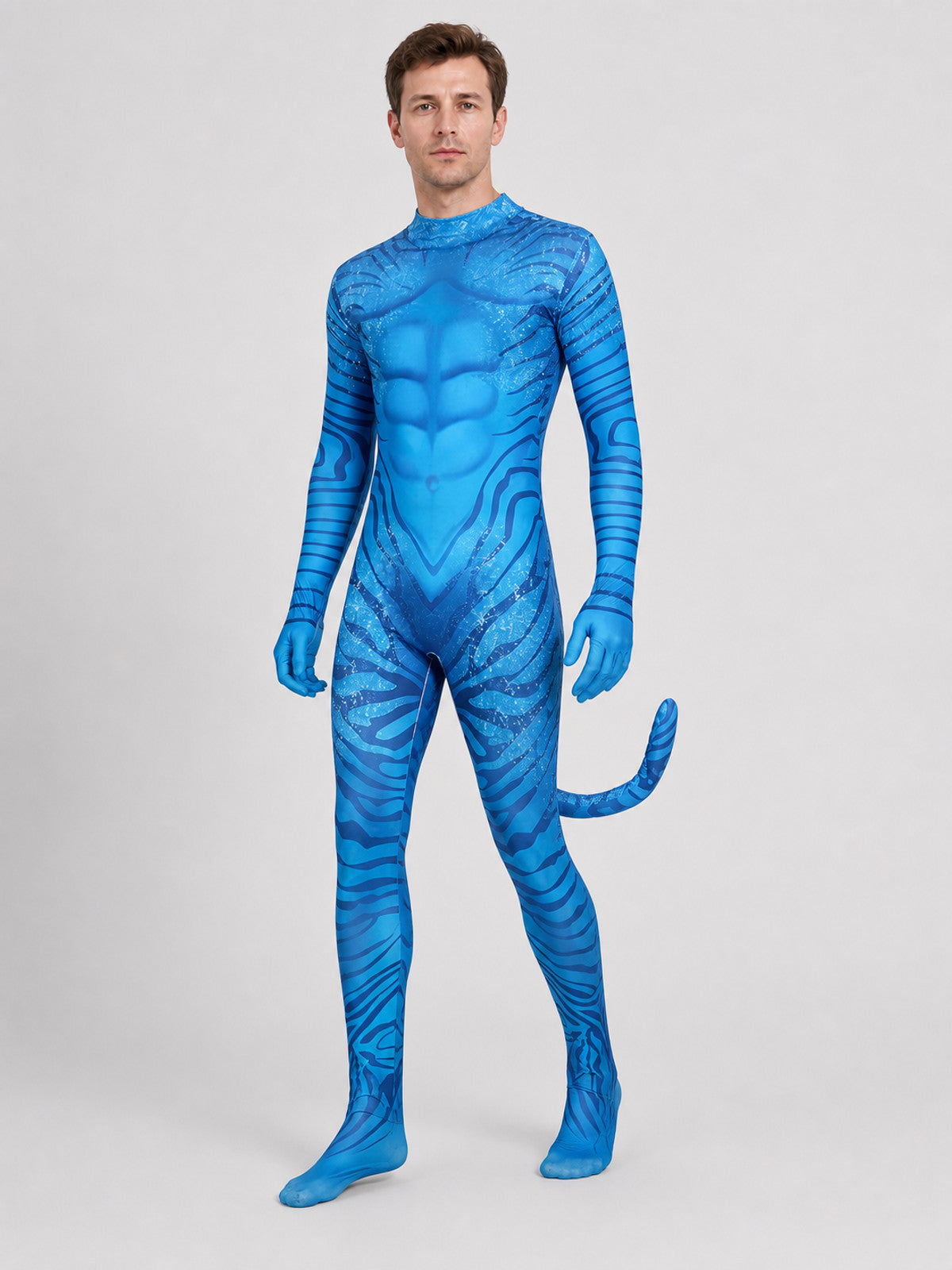 Avatar Costume, Blue Alien Jumpsuit with Tail Costumes detail