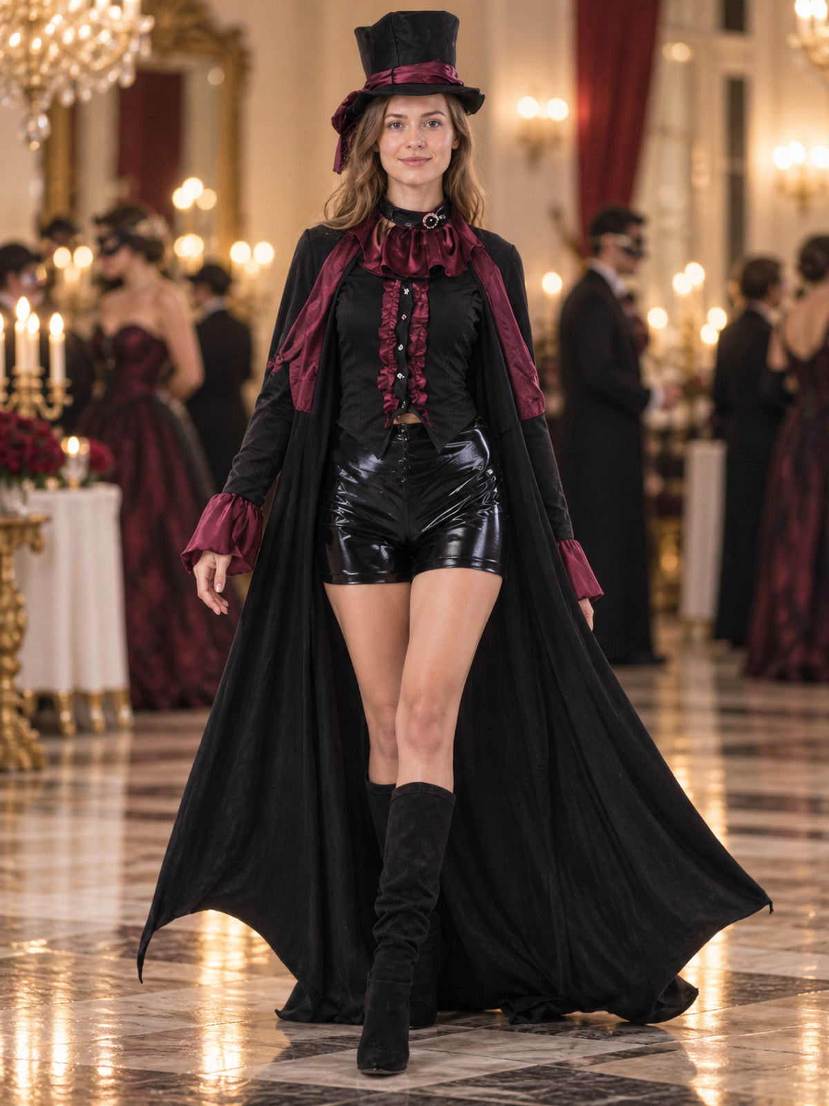 Vampire Costume with Top Hat and Cape