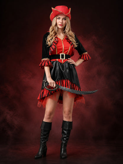 Red and Black Pirate Carnival Costume W-0277 Halloween main product view
