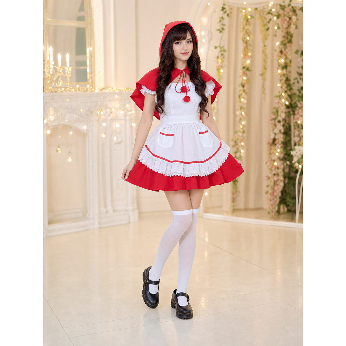 Little Red Riding Hood Costume with Cape and Apron lifestyle view