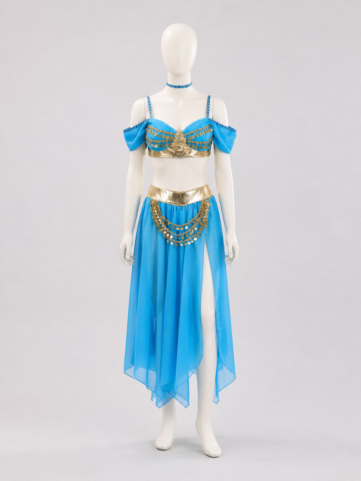 Aladdin and Jasmine Stage Costume, Blue with Gold, M-XL