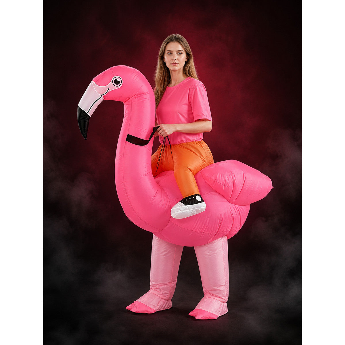 Flamingo Inflatable Costume, Funny Novelty Outfit for Halloween Cycling and main product view