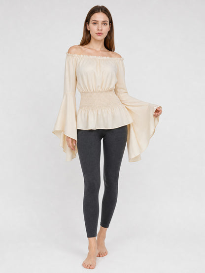 Off-the-Shoulder Blouse with Bell Sleeves