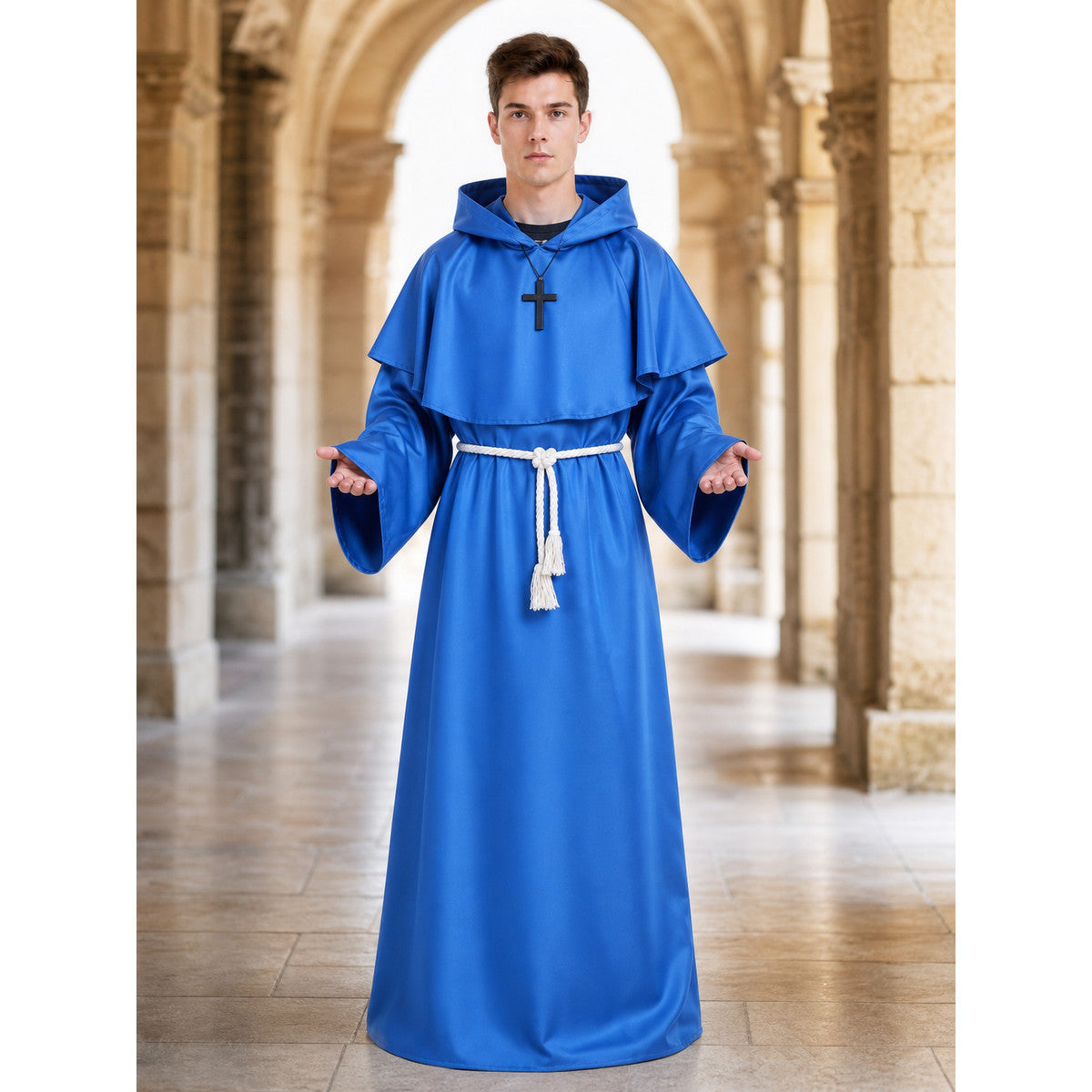 Medieval-Style Hooded Robe Costume lifestyle view