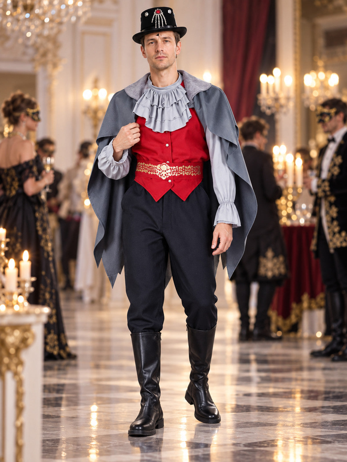 Vampire Costume: Cape, Vest, Hat