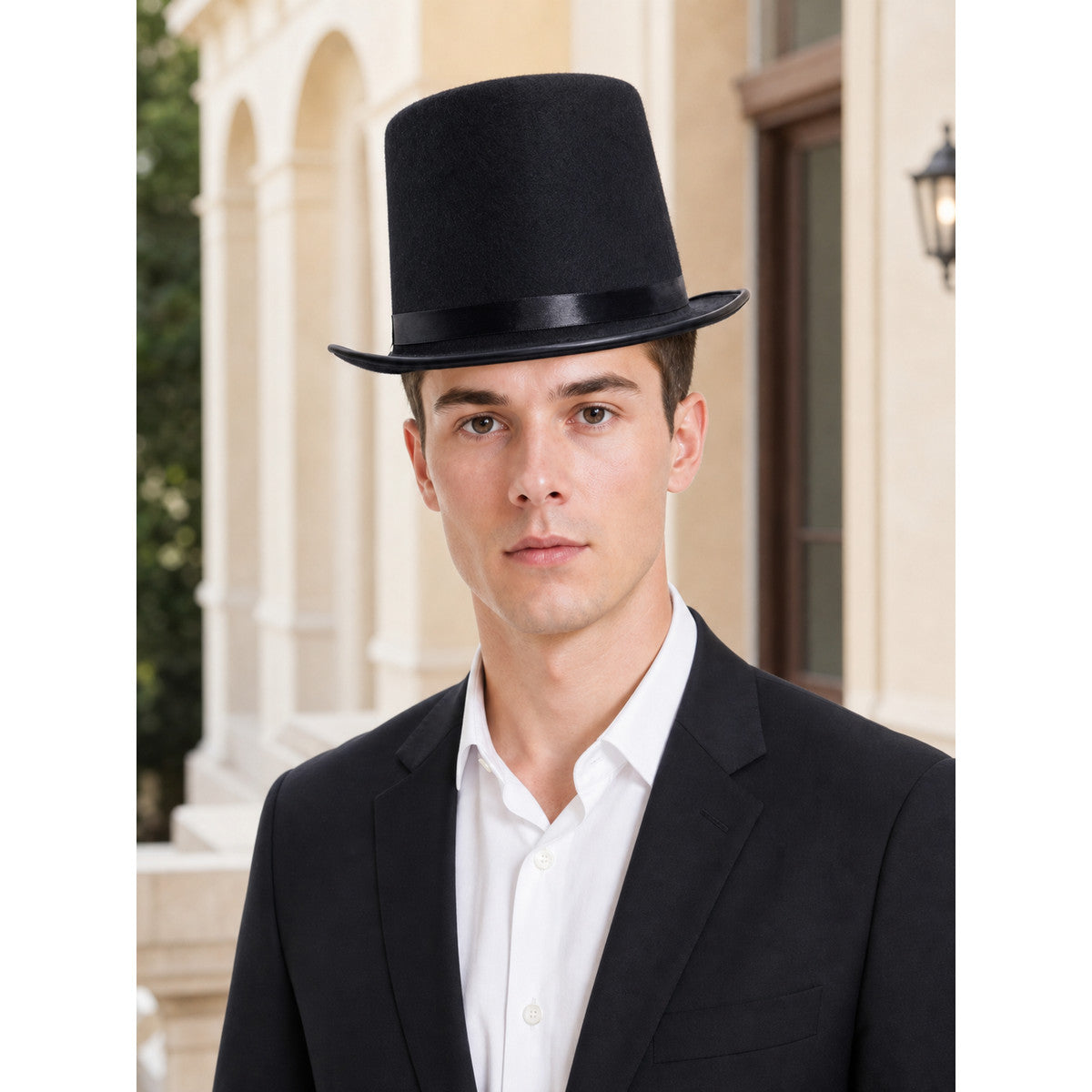 Costume fedora hat with a wide brim lifestyle view