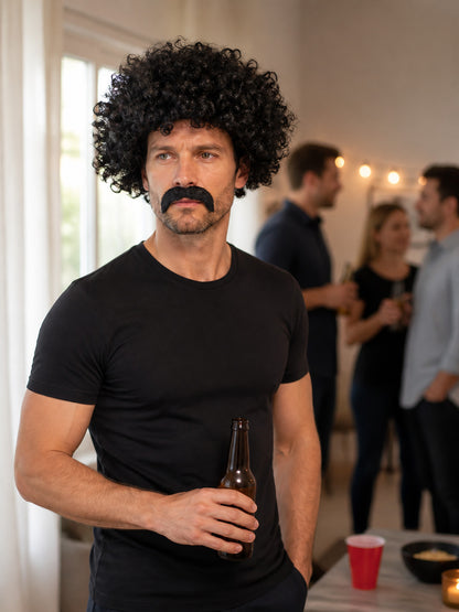 Black Curly Carnival Wig for Parties lifestyle view