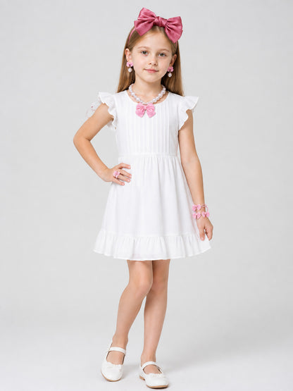 Peach Accessories Set: Bows, Necklace, Earrings Costume Accessories detail