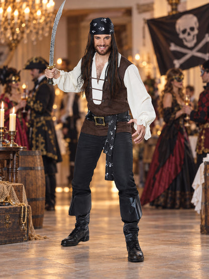 Pirate Costume for Adults, Carnival Costume with Belt and Vest