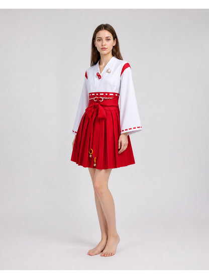 Red Silent Hill Cosplay Dress with Belt and Bells Costume Dresses detail