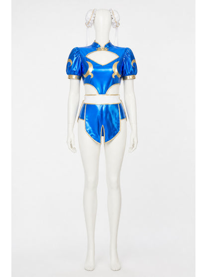 Chun-Li Cosplay Costume, Blue Outfit with Belt Costumes detail
