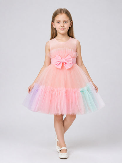 Fluffy Dress with Rainbow Tulle Skirt and Bow Costume Dresses detail