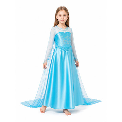 Long Blue Princess Dress with Butterfly and Train Costume Dresses detail