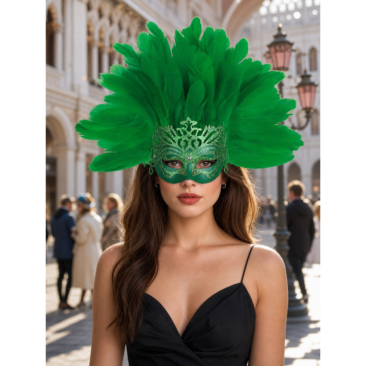 Feathered Headpiece with Mask for Masquerade lifestyle