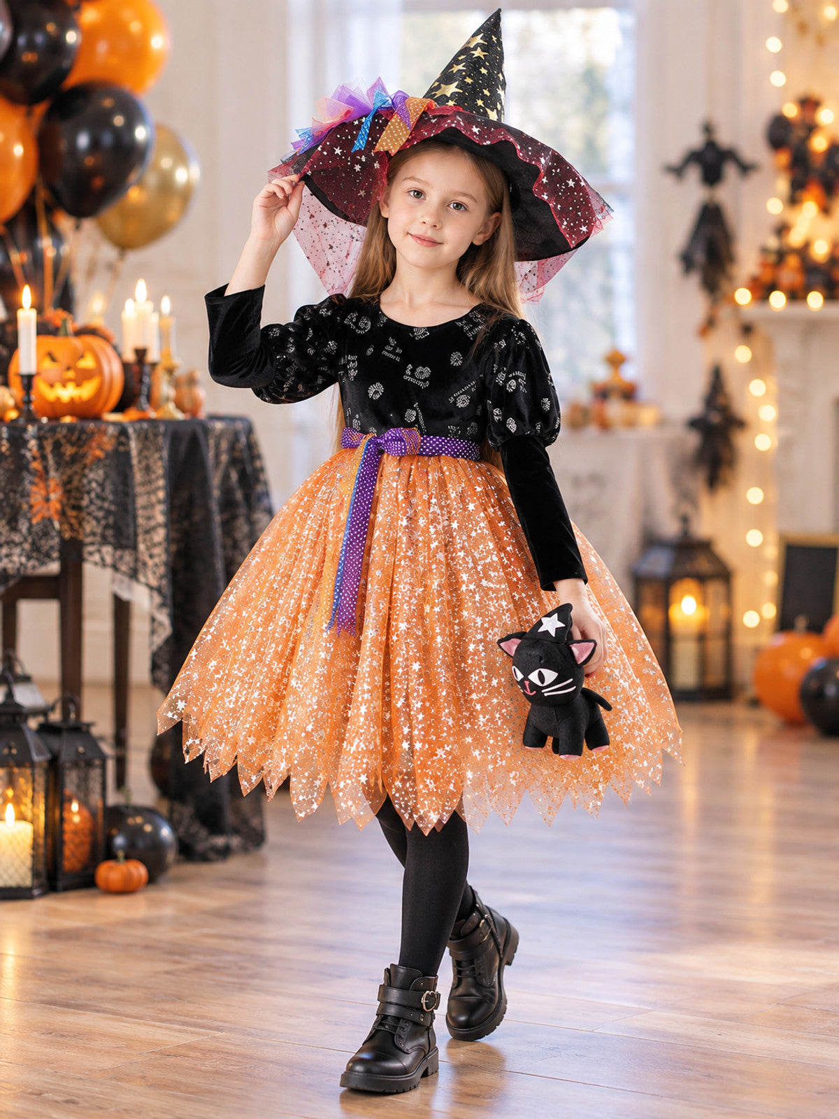 Children's witch costume with hat lifestyle view