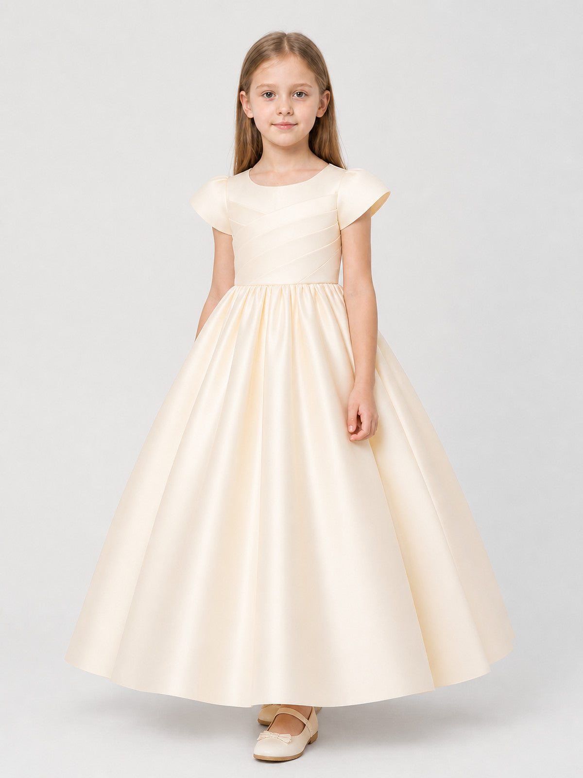 Long Princess Dress for Girls with Puff Sleeves Costume Dresses detail
