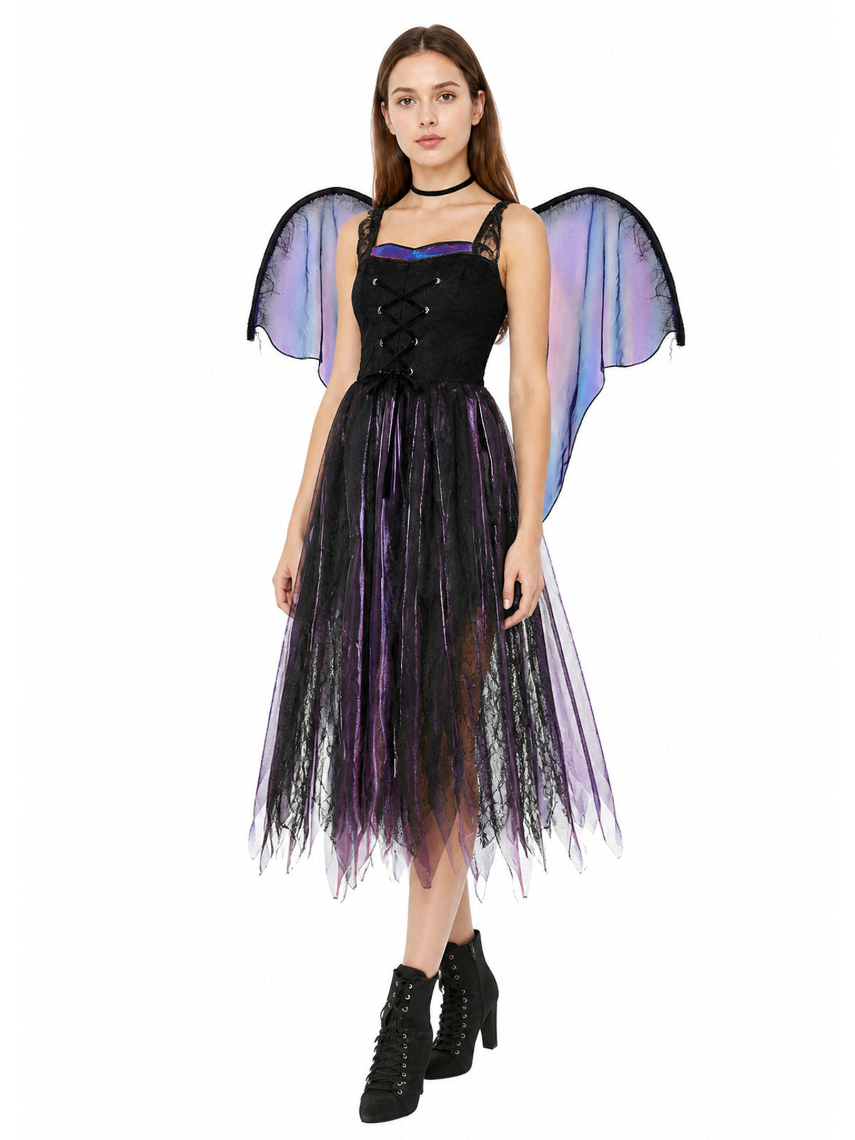 Long Gothic Dress with Wing Sleeves Costume Dresses detail