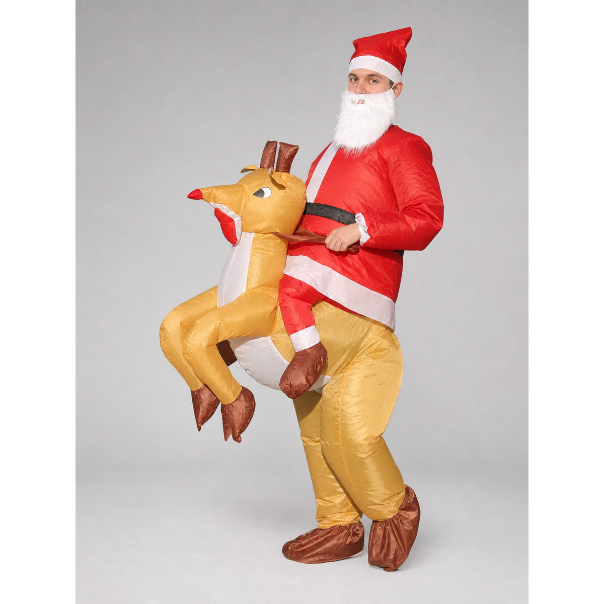 Inflatable Deer Costume with Santa Hat and Beard lifestyle