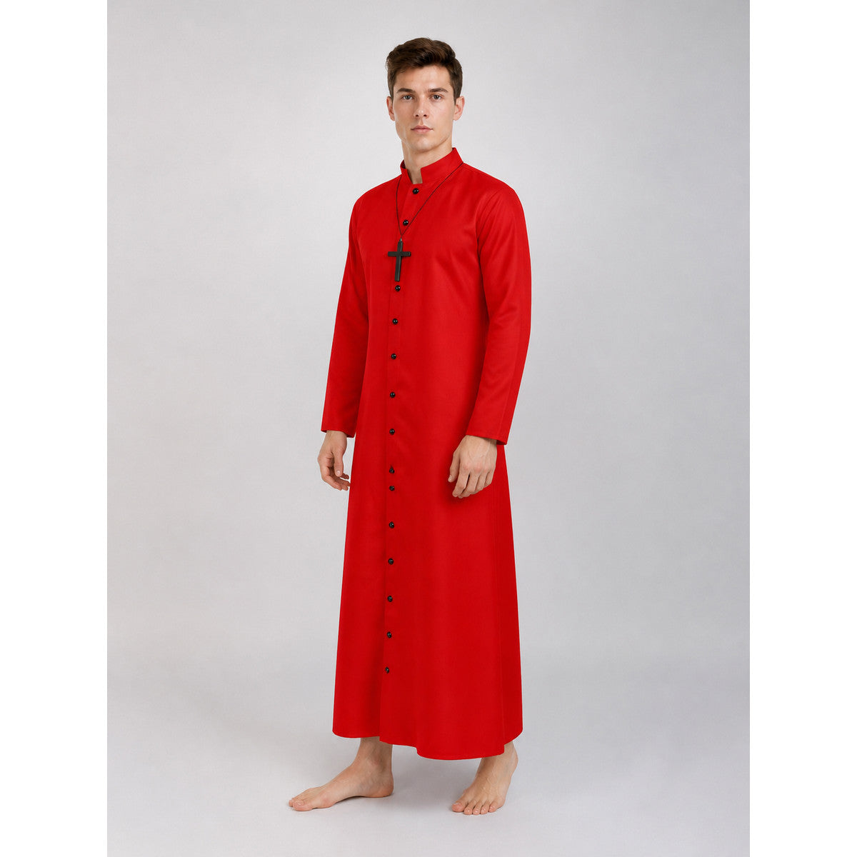 Red Cloak with Cross and Buttons for Halloween Costume Capes detail