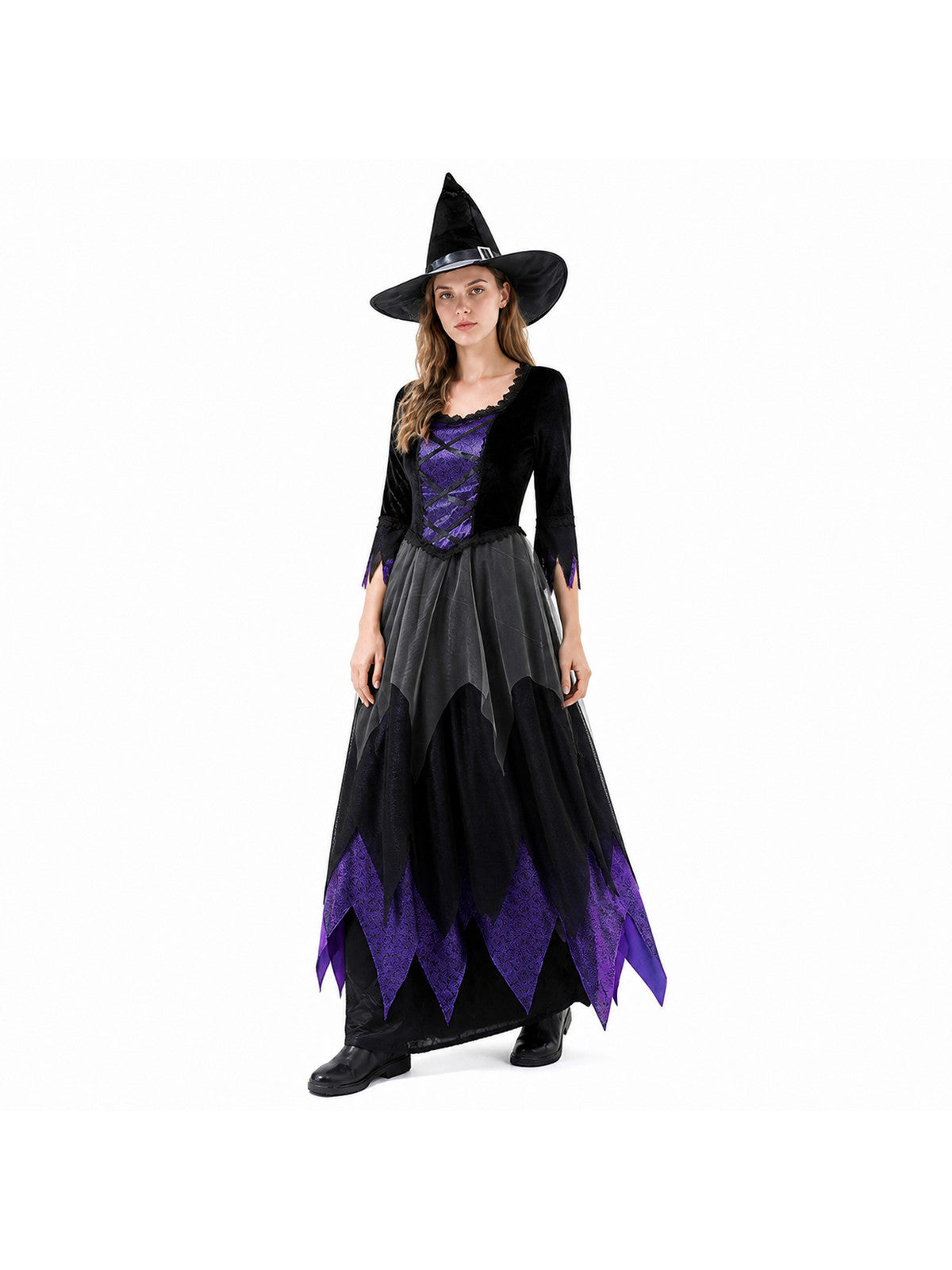 Black and Purple Long-Sleeved Cosplay Dress