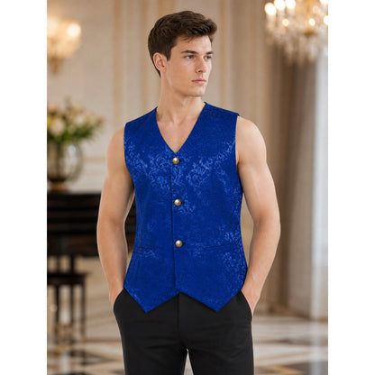 Short Jacquard Vest with V-Neck lifestyle view