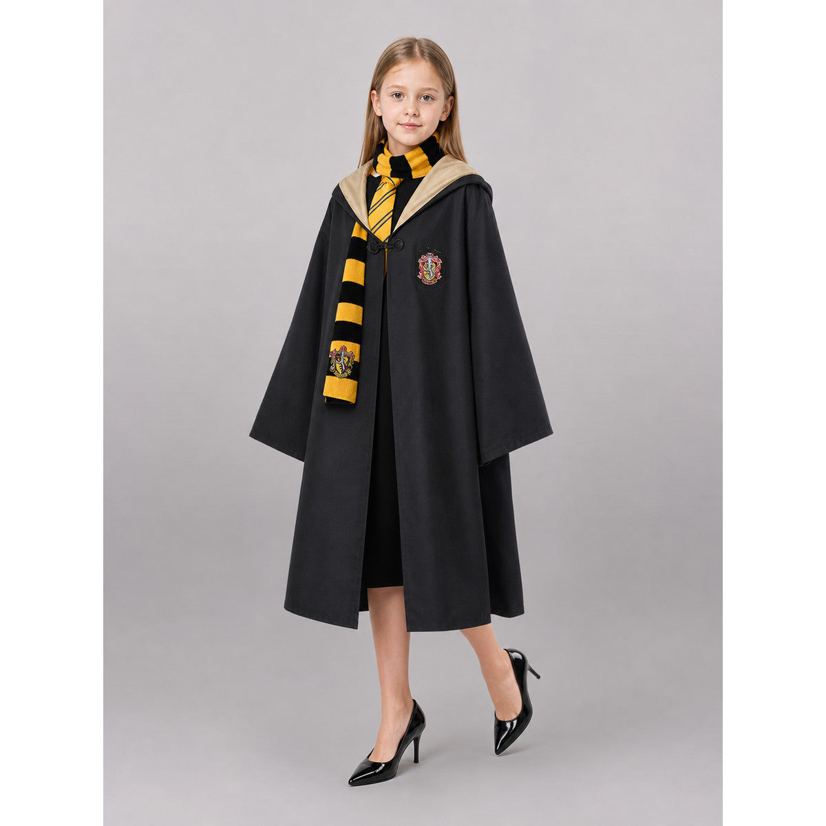 Black hooded carnival cloak for cosplay lifestyle