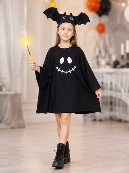 Children's Carnival Costume Dress with Ghost Face Print lifestyle view