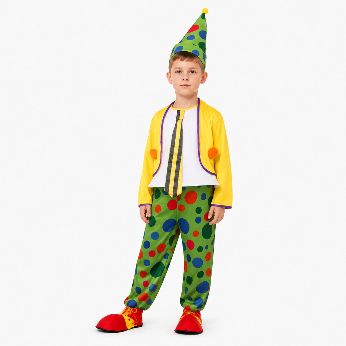 Clown Costume with Hat and Polka-Dot Jumpsuit Costume Headwear detail