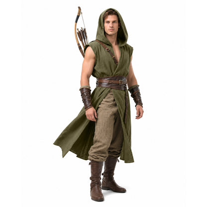 Long Sleeveless Hooded Tunic, Olive product detail