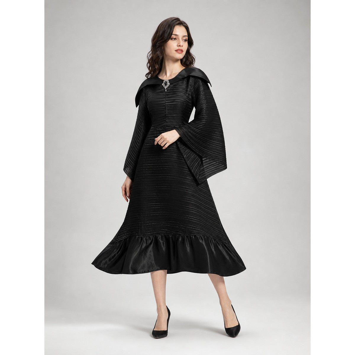 Gothic-Style Cosplay Costume: Dress, Hat, and Cane
