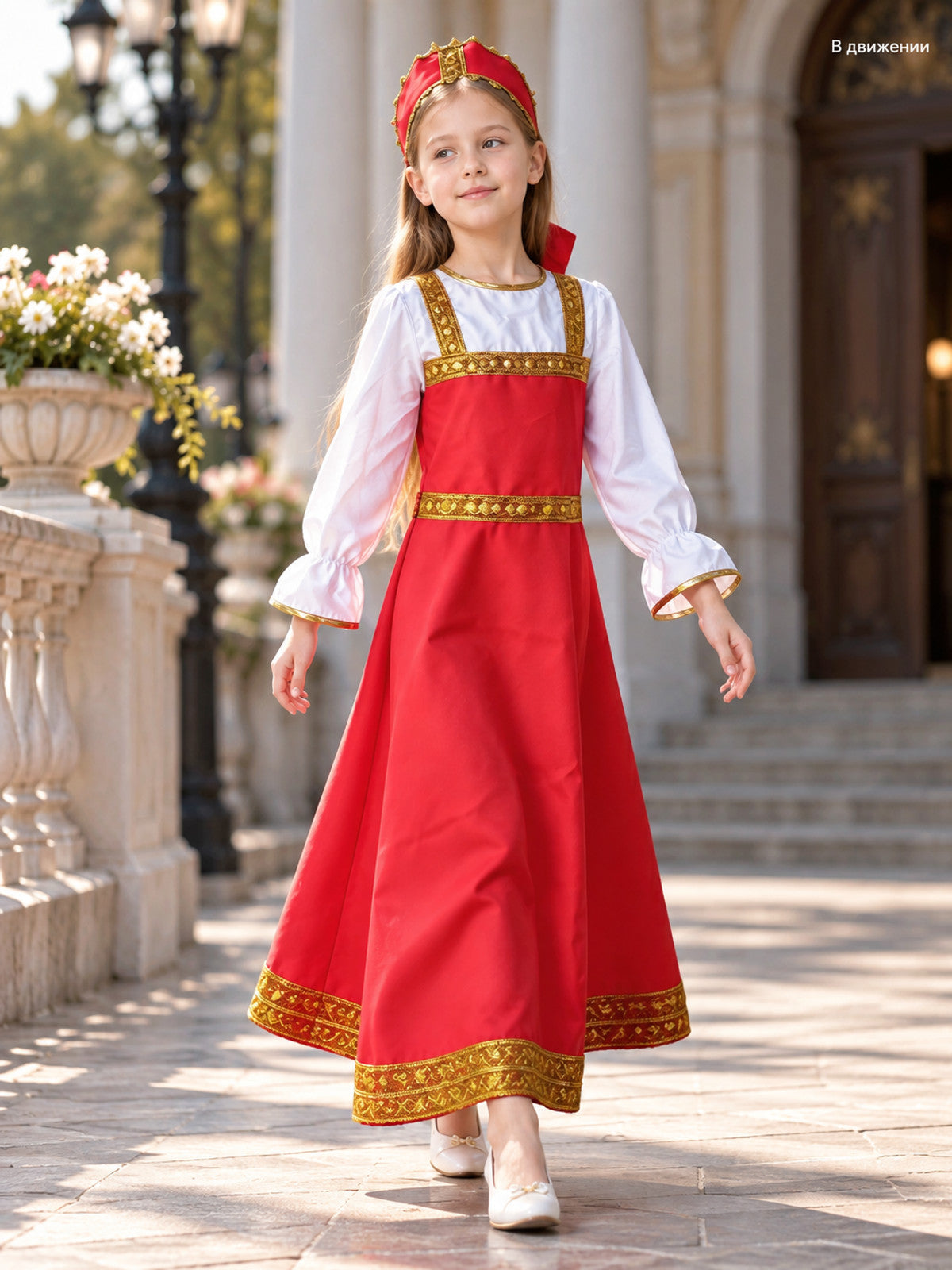 Red-and-White Cosplay Dress Costume with Headpiece lifestyle view