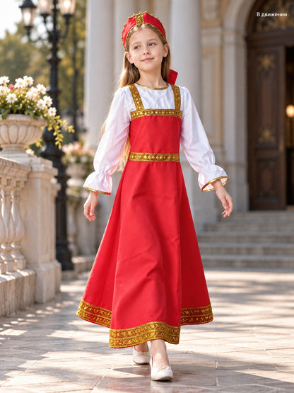 Red-and-White Cosplay Dress Costume with Headpiece lifestyle view
